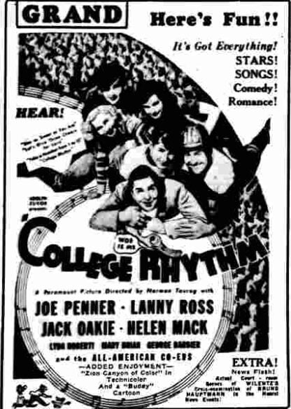 College Rhythm (1934) Starring Joe Penner on DVD