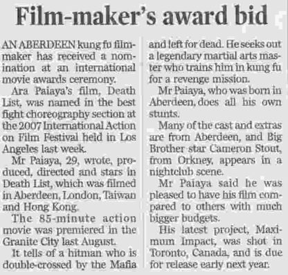 Death List (2006) Starring Ara Paiaya on DVD - Image 3