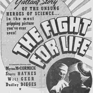 The Fight for Life (1940) Starring Myron McCormick on DVD
