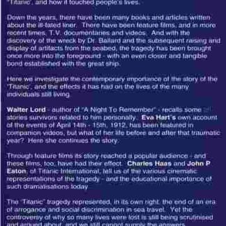 Titanic: Echoes of Titanic (1998) Starring Peter Boyd-Smith on DVD